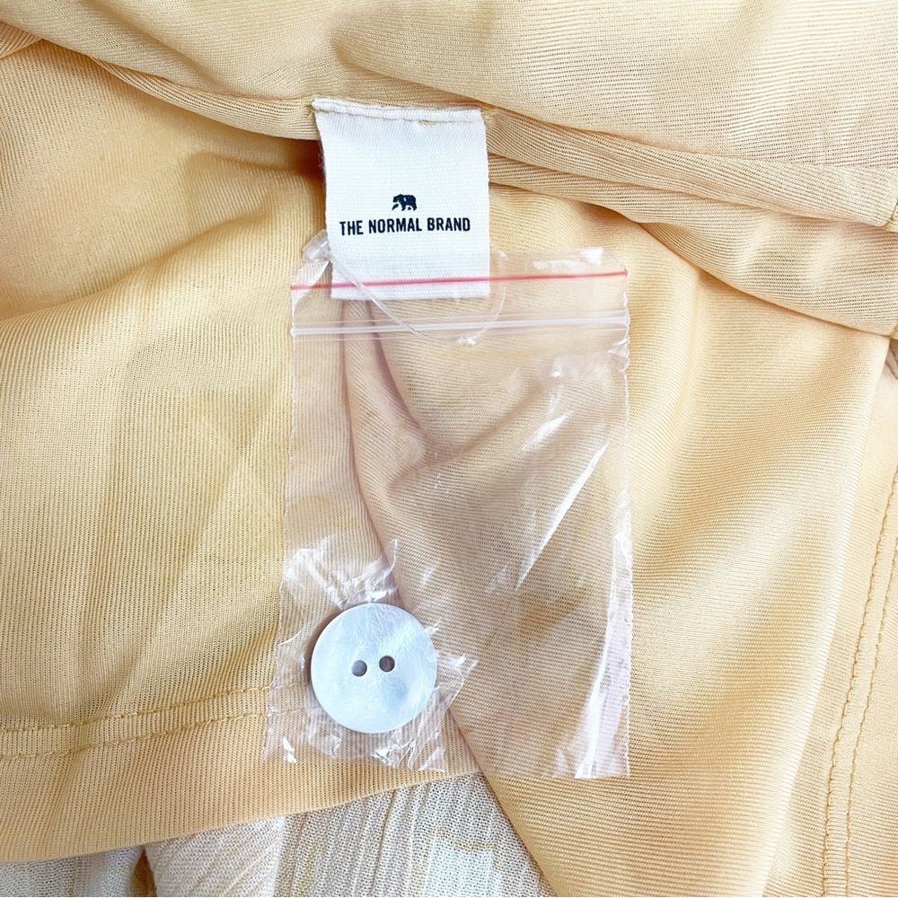 NWT The Normal Brand Ezra Crepe Deep V Button Thru Dress Yellow Size Small NEW - Picture 15 of 16